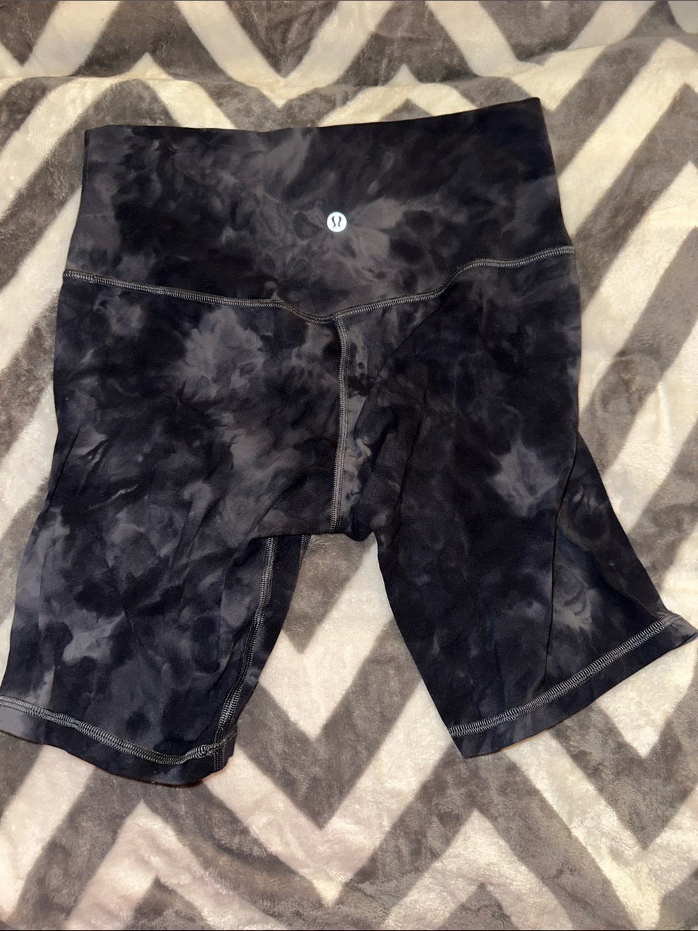 Lululemon Black Tie-Dye High-Rise Bike Shorts
